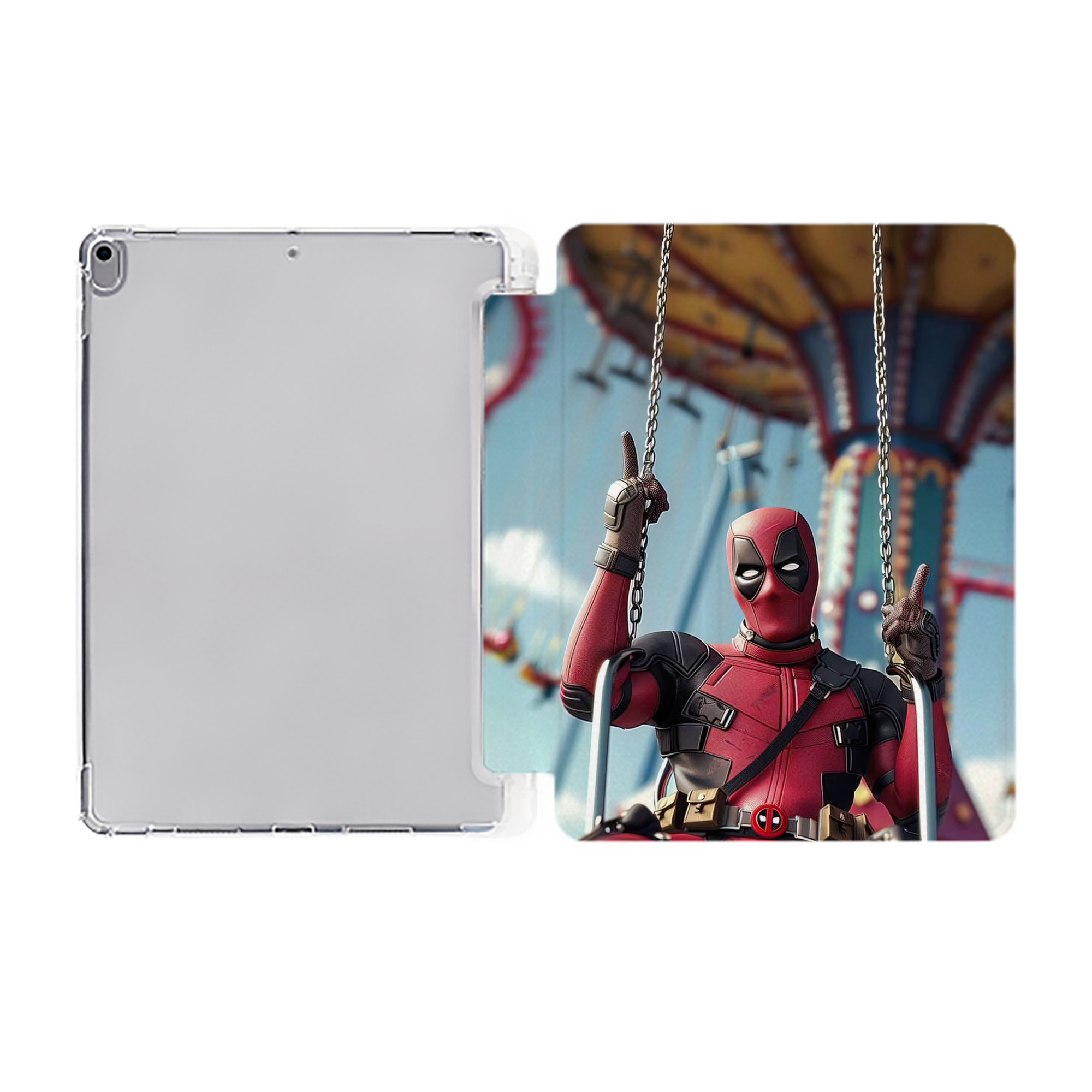 （画像用） Deadpool デッドプール IPad ケース ペン収納付き 三つ折りスタンド PUレザー×シリコン 対応機種9.5/10.5/10.9インチ